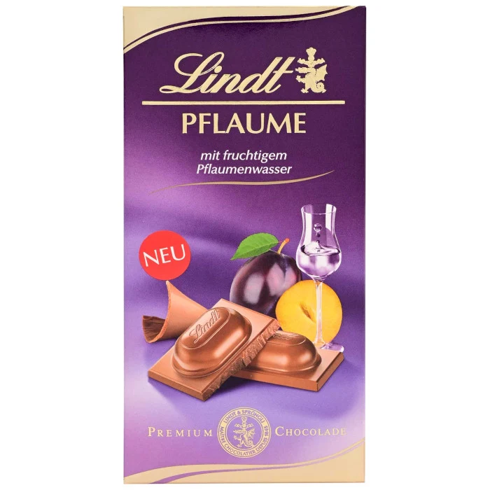 Lindt Pflaume Vollmilch Schokoladen Tafel 100g / 3.52oz