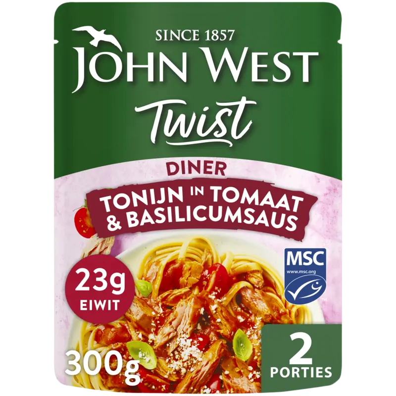 John West Twist Diner Tonijn Tomaat Basilicum MSC