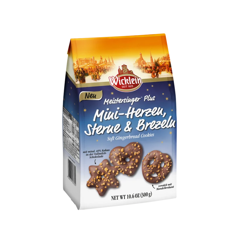 Wicklein Meistersinger Plus Mini Herzen, Sterne & Brezeln Vollmilch 300g