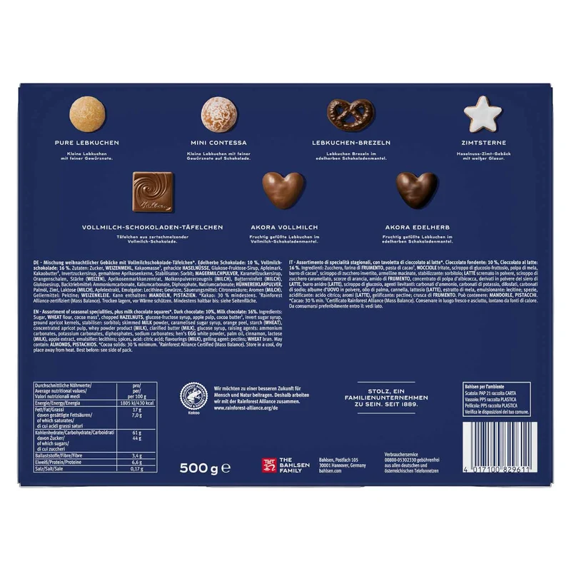 Bahlsen Lebkuchen Mischung "Zum Fest" Weihnachtsgebäck 500g / 17.63oz