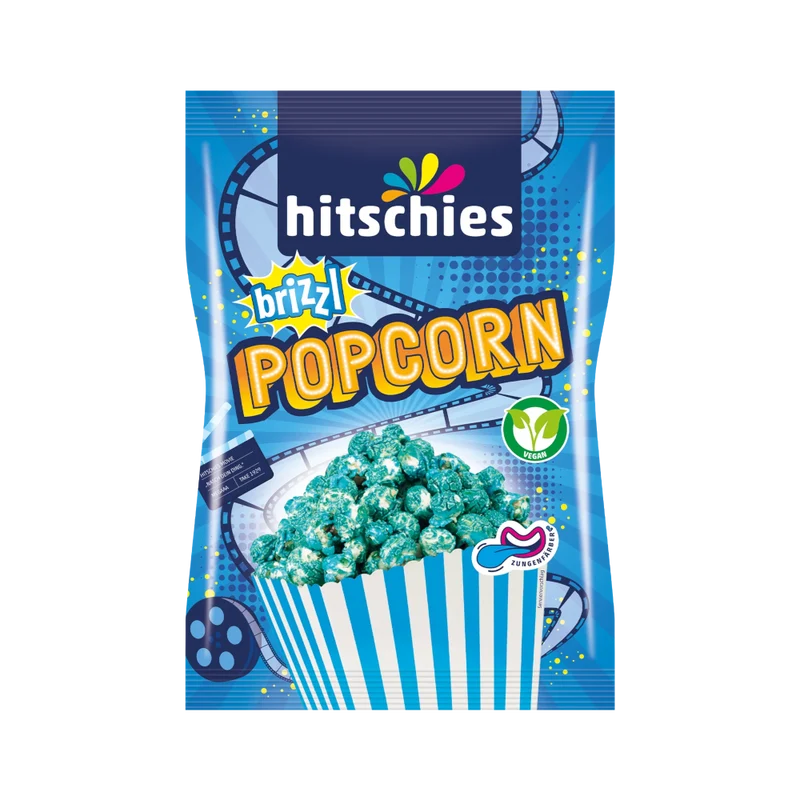 hitschies bizzl Popcorn sauer, blau, vegan 125g / 4.4oz