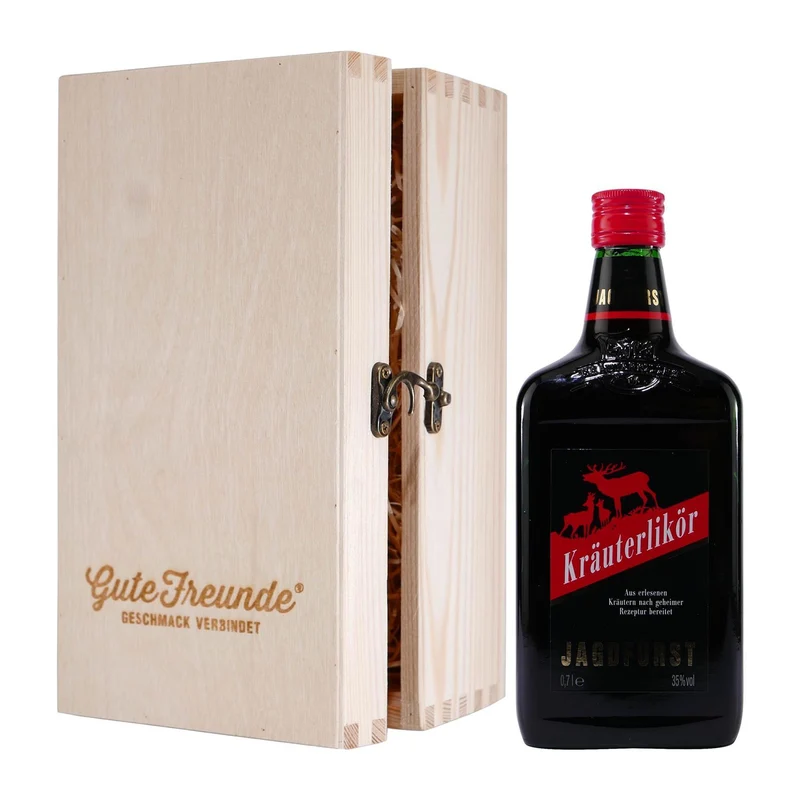 Jagdfürst Kräuterlikör mit Geschenk-Holzkiste