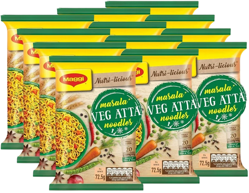 Maggi Masala Veg Atta Noodles 72.5gm Bundle (Choose your Quantity)