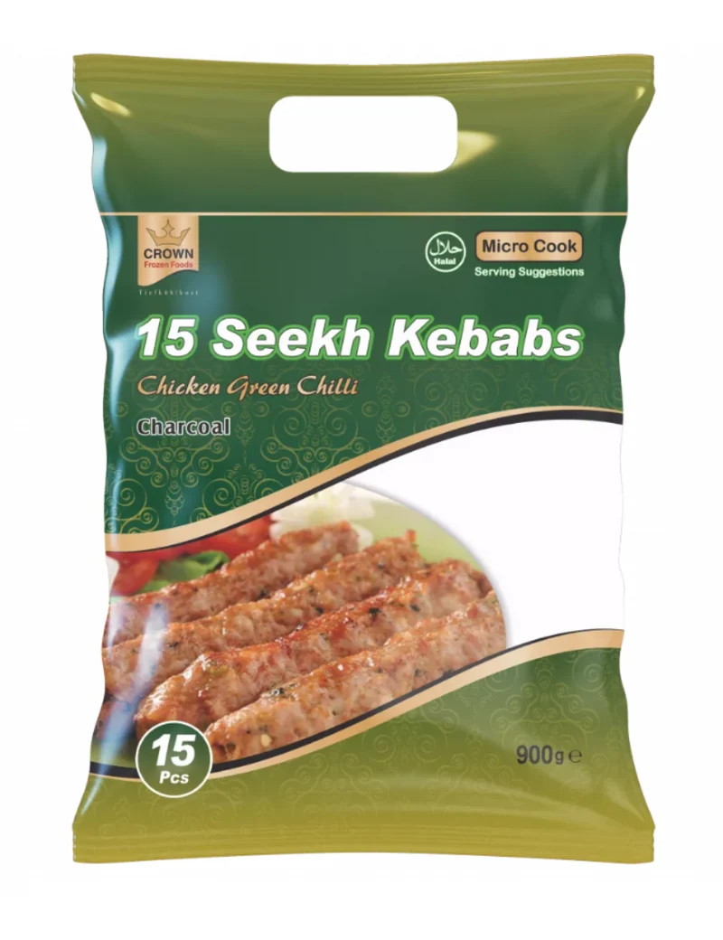 Frozen Crown Chicken Green Chilli Seekh Kebab (15pcs) 900gm - Only Berlin Delivery