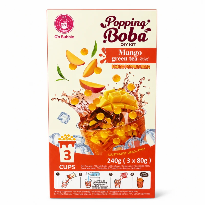 O's Bubble - Popping Boba Mango Green Tea 240gm