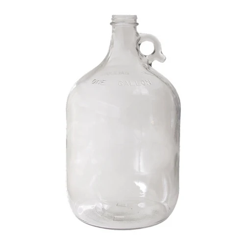 Glass Jug w/ Screw Top Finish | Finger Grip Handle | Clear | 1 Gallon | 128 oz (1 Gallon Glass Carboy)
