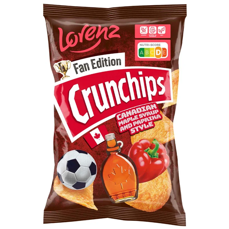 Lorenz Crunchips Fan Edition Canadian Maple Syrup and Paprika Style 130g / 4.58oz MHD: 16/10/2026