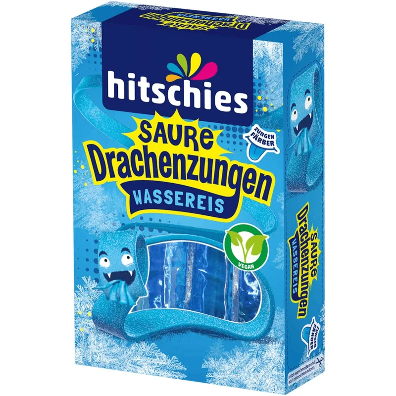 hitschies Saure Drachenzungen Wassereis Blau Vegan 400ml / 13.52 fl.oz. MHD: 09/2026