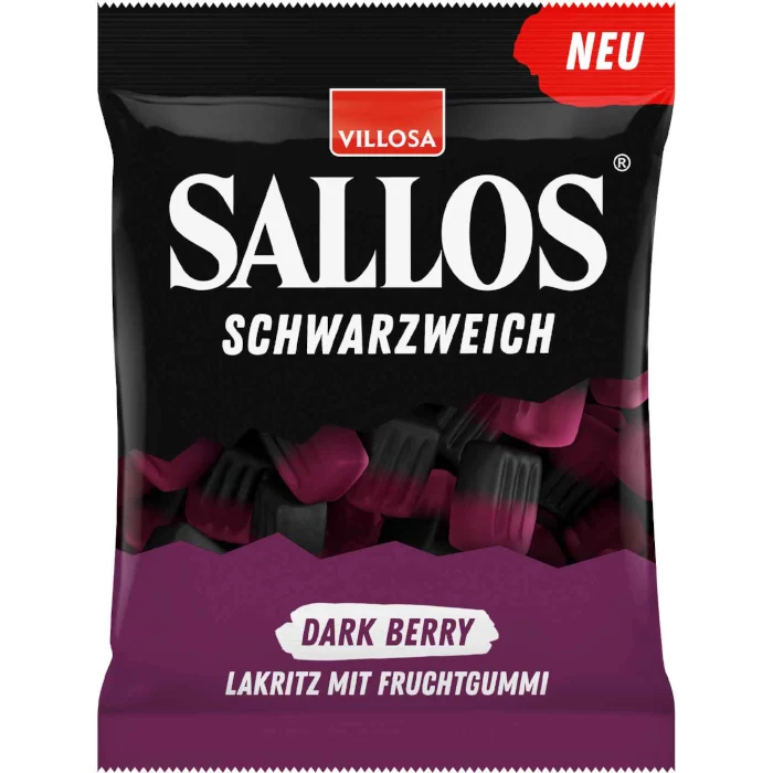 Sallos Schwarzweich Dark Berry Lakritz mit Fruchtgummi 200g / 7.05oz