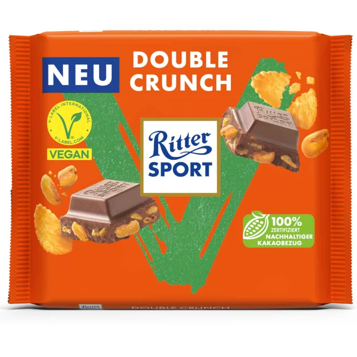 Vegane Ritter Sport Schokolade Double Crunch 100g
