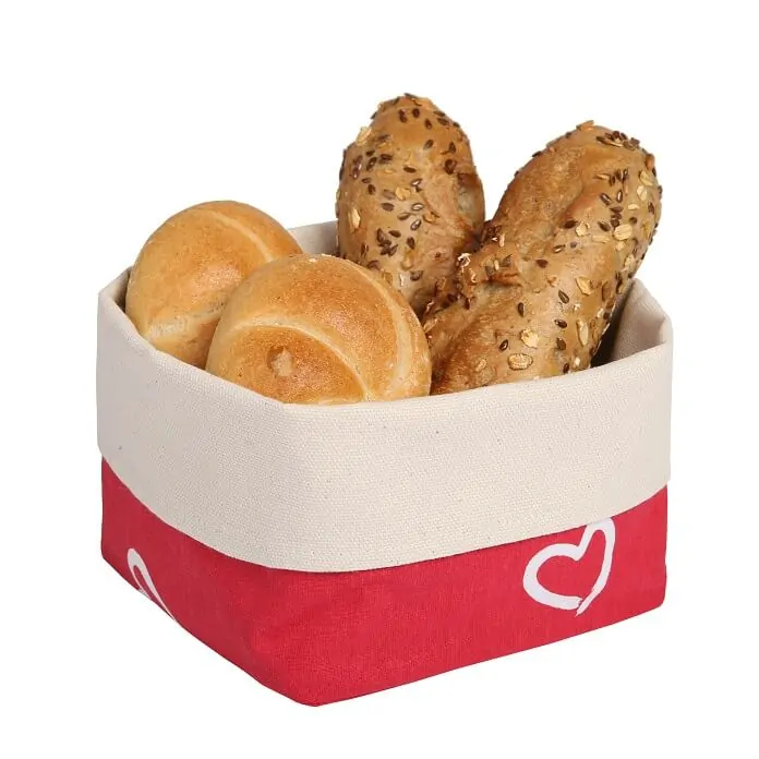 Brotkorb aus Halbleinen, Motiv "Herzen"
