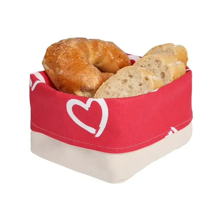 Brotkorb aus Halbleinen, Motiv "Herzen"