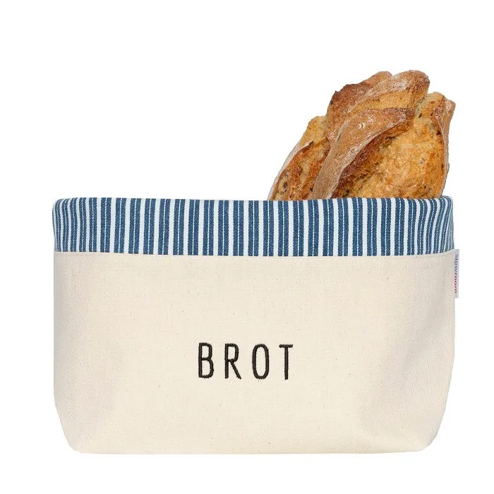 Brotkorb und Brottasche aus Baumwolle, Motiv "Streifen Blau"
