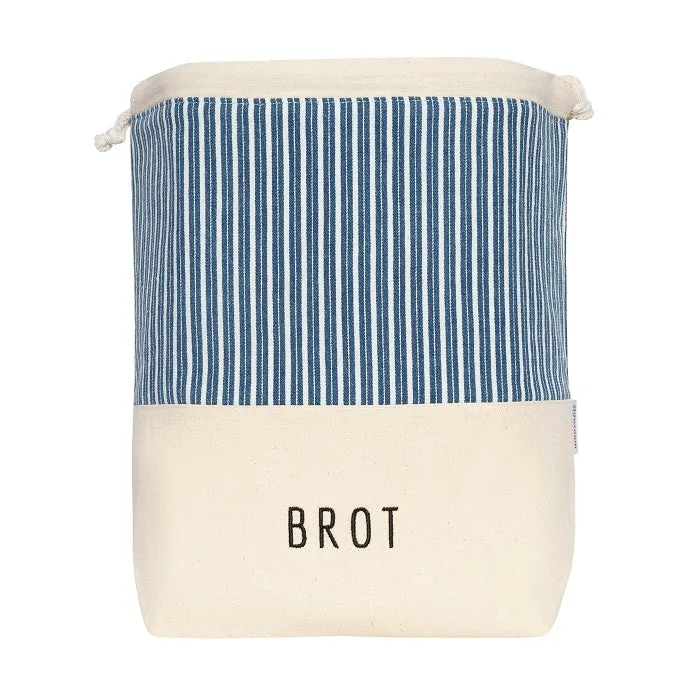 Brotkorb und Brottasche aus Baumwolle, Motiv "Streifen Blau"