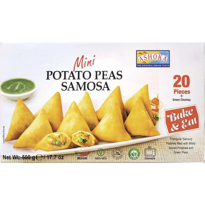 Frozen Ashoka Mini Potato Peas Samosa (20pcs) 500gm - Only Berlin Delivery