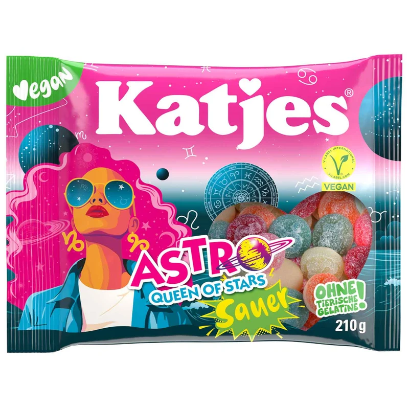 Katjes Astro Queen of Stars Sauer, vegane Fruchtgummi 210g