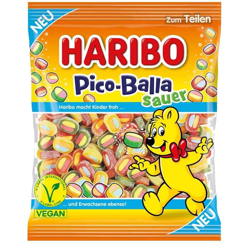 HARIBO Pico-Balla Sauer Vegan Fruchgummi-Konfekt 160g