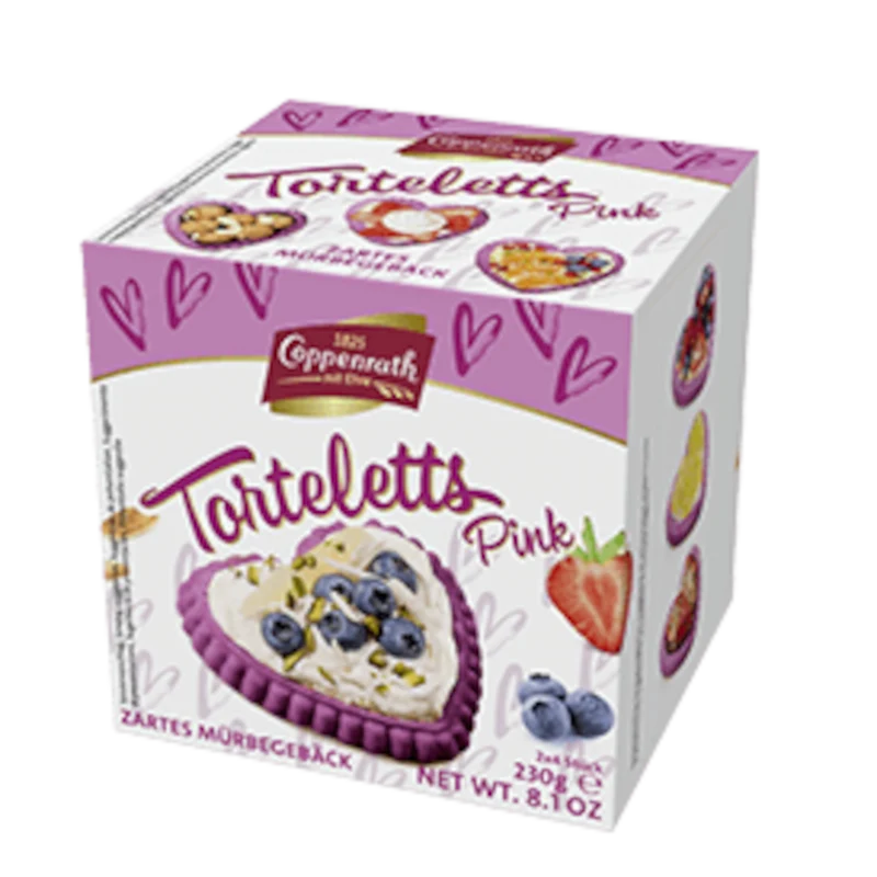 Coppenrath Zarte Mürbe-Torteletts Herzen Pink 8 Stück 230g / 8.11 oz