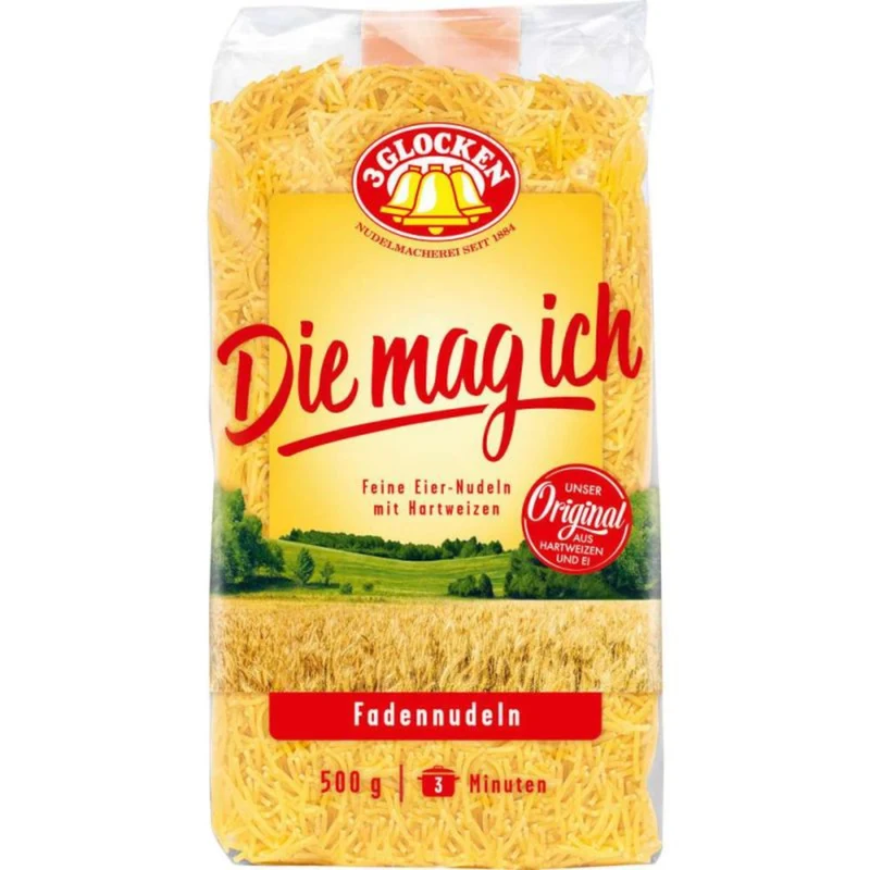 3 GLOCKEN Nudeln, Die mag ich Fadennudeln 500g / 17.63oz