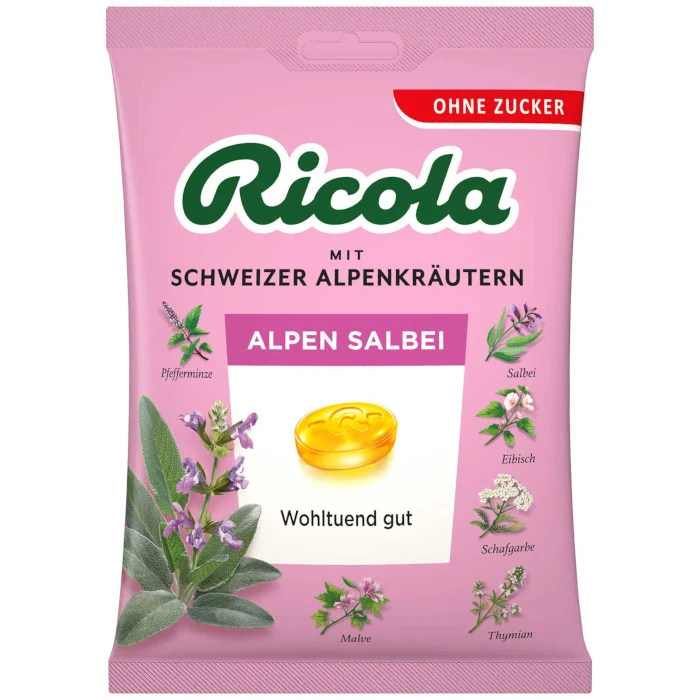 Ricola Alpen Salbei Kräuterbonbons ohne Zucker 75g / 2.64oz