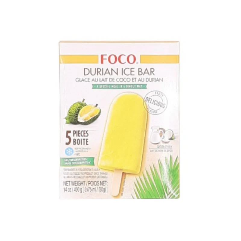 Foco Ice Bar - Durian (5 x 80gm) 400gm - Berlin Only Delivery