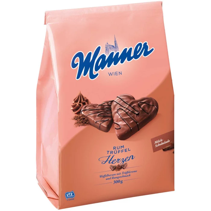 Manner Rum Trüffel Waffel-Herzen 300g / 10.58oz