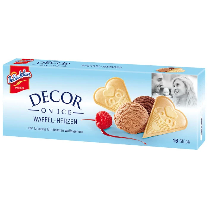 DeBeukelaer Decor on Ice Waffel-Herzen 50g / 1.76oz