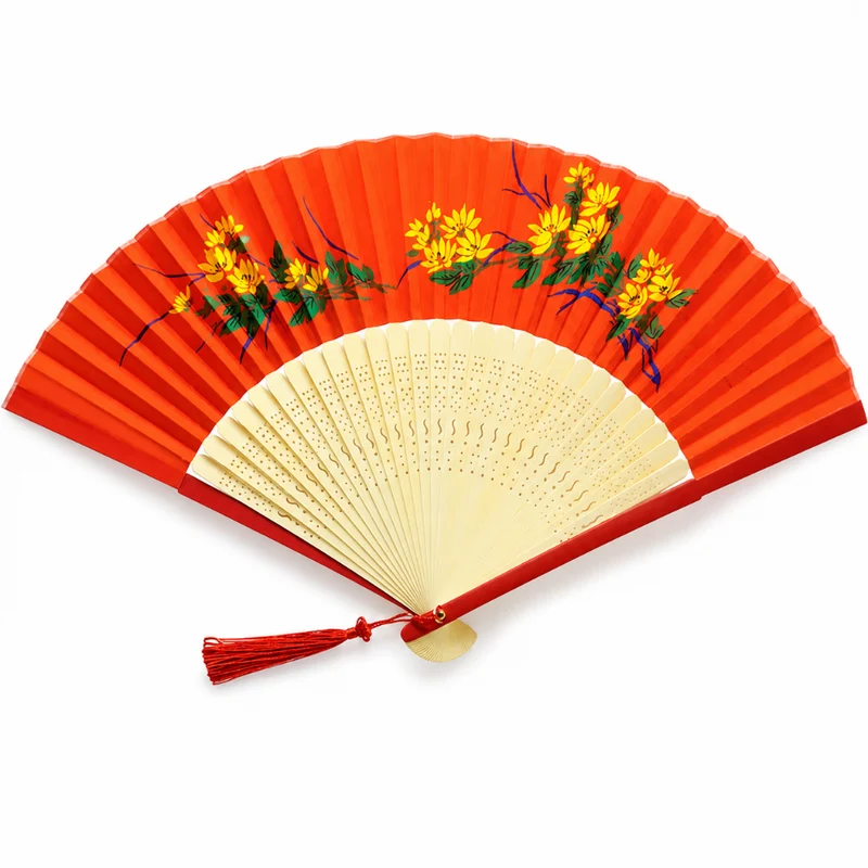 Jade Temple - Red Hand Fan 23cm