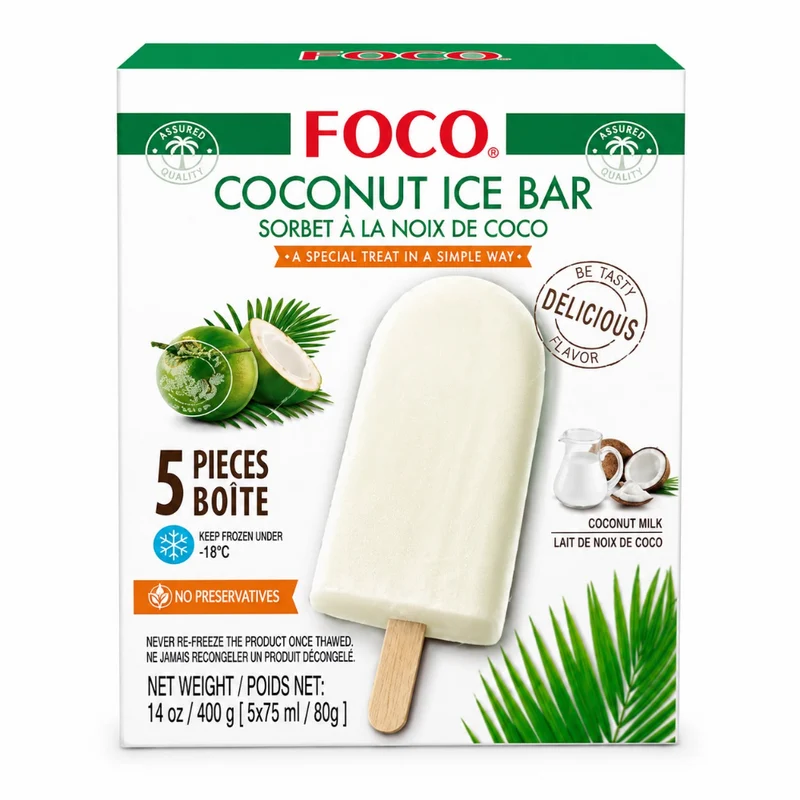 Foco Ice Bar - Coconut (5 x 80gm) 400gm - Berlin Only Delivery