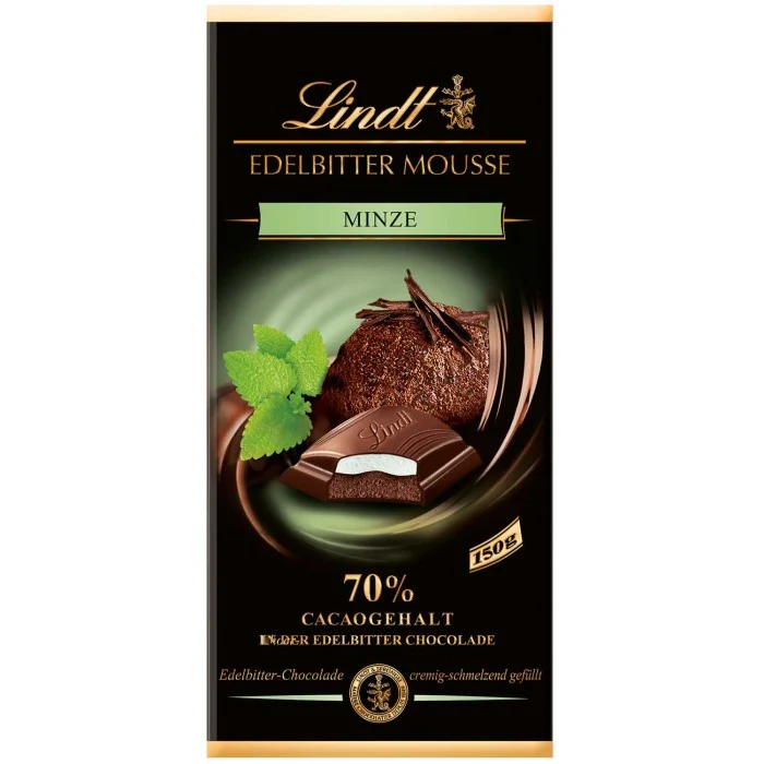 Lindt Edelbitter Mousse Minze Schokolade Tafel 150g / 5.29oz