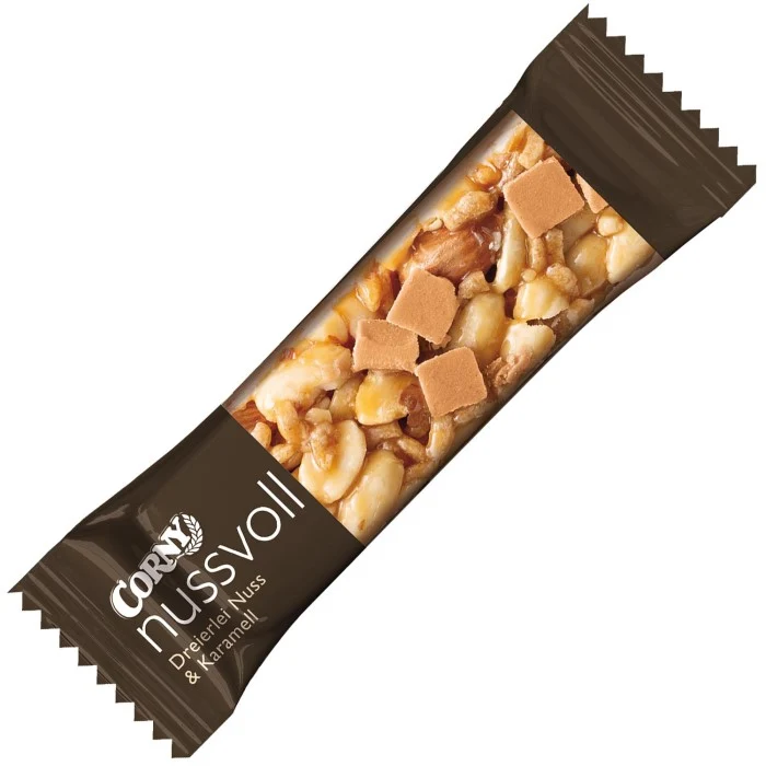 Corny Nussvoll Müsliriegel Dreierlei Nuss & Karamell 96g