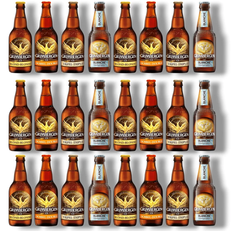 Grimbergen Bier Mixpaket – Belgische Braukunst im 4er-Set (Blanche, Blonde, Tripel, Dubbel)