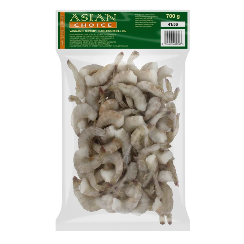Frozen Asian Choice Vannamei Shrimps HLSO (41/50) 700gm - Only Berlin Delivery