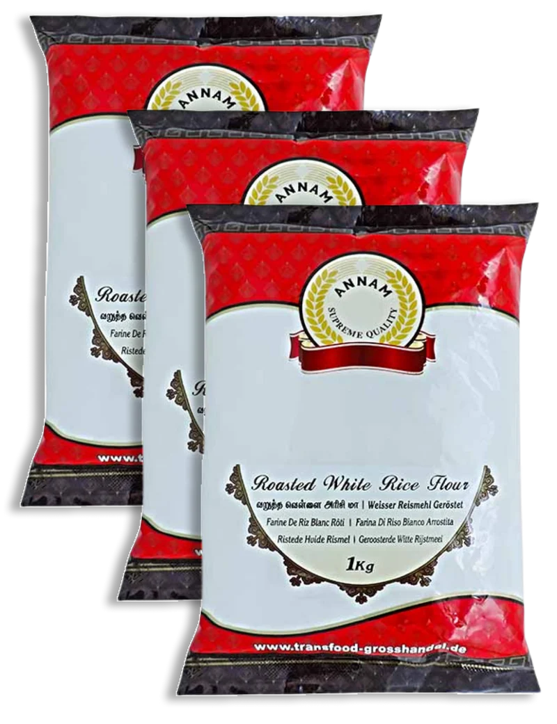 Annam Roasted White Rice Flour 1kg Bundle (Choose your Quantity)