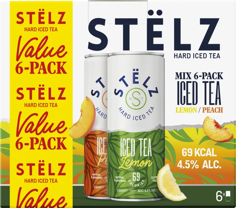 Stëlz Hard iced tea lemon peach 6-pack
