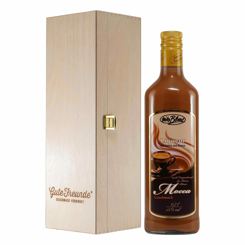 Blume Mocca Liqueur mit Geschenk-Holzkiste