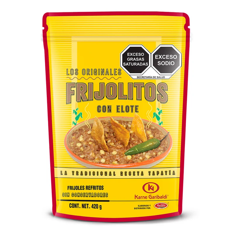 Karne Garibaldi - Frijoles Pintos Refritos Con Elote (Pouch) 420gm