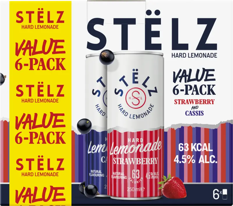 Stëlz Hard lemonade strawberry cassis 6-pack