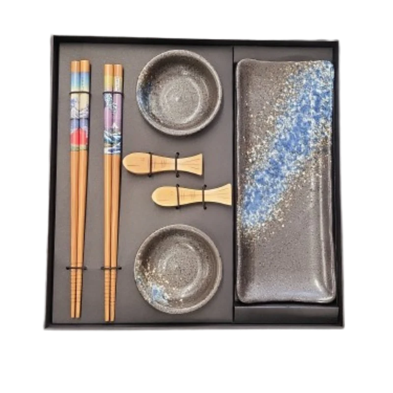 Jade Temple - Ceramic Sushi Set With Dipping Bowl & Chopsticks (1pc)