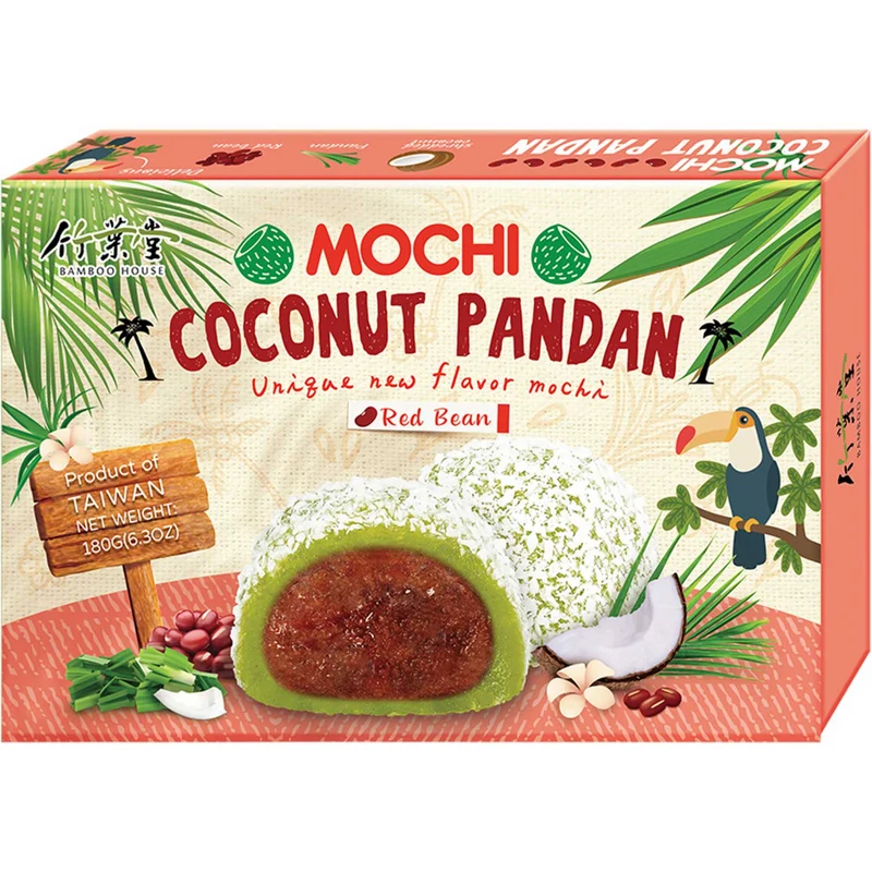 Bamboo House Mochi - Coconut Pandan (Red Bean) 180gm