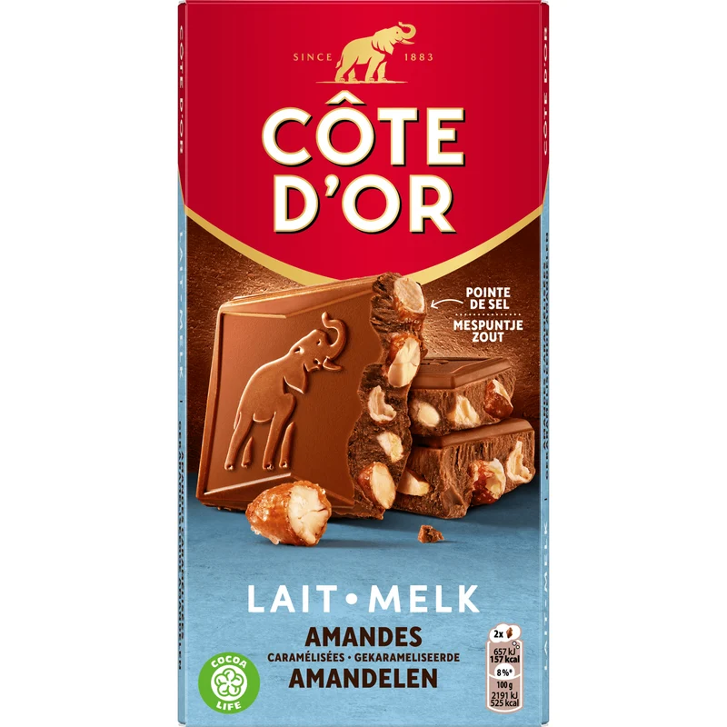 Côte d'Or Bloc melk gekarameliseerde amandel
