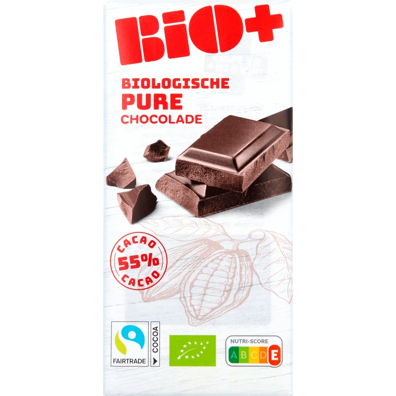 BIO+ Chocoladereep puur 55% cacao fairtrade