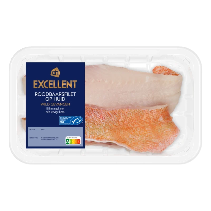 Roodbaarsfilet op huid