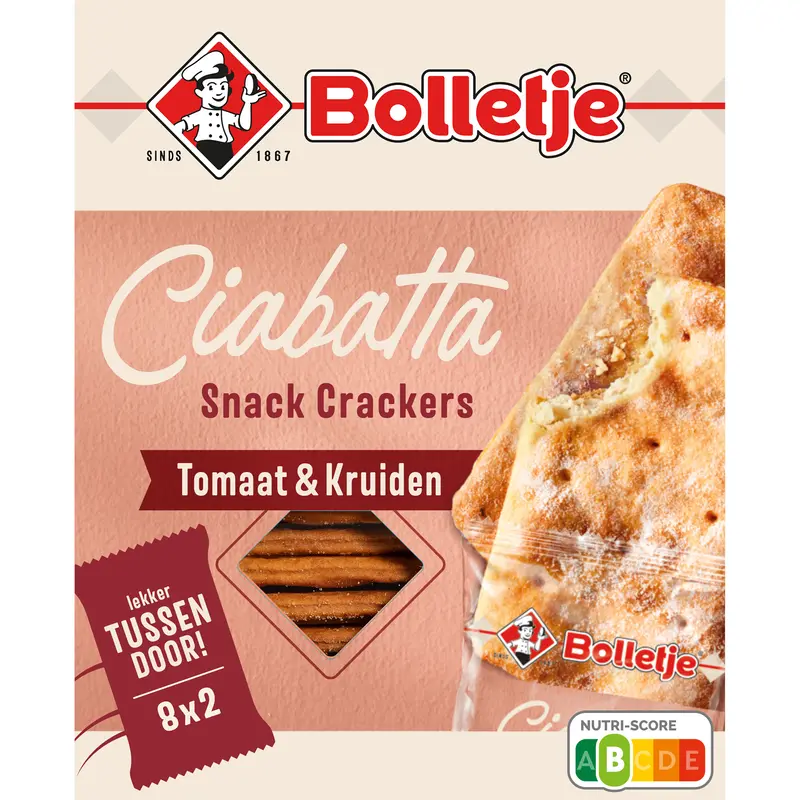 Bolletje Ciabatta crackers tomaat & kruiden