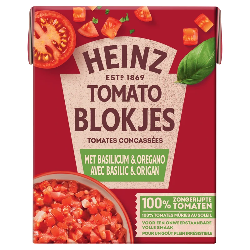 Heinz Tomatenblokjes met basilicum & oregano