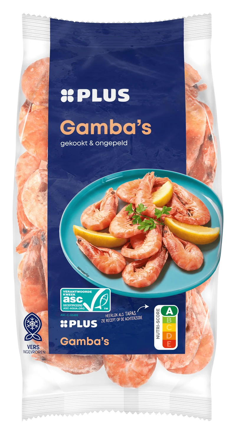 Gamba's gekookt en ongepeld
