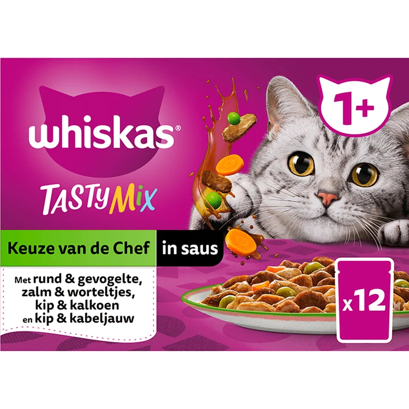 Whiskas 1+ Kattenvoer Tasty Mix - in saus