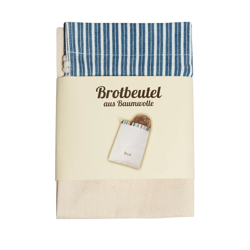 Brot Aufbewahrungsbeutel aus Baumwolle, Motiv "Streifen Blau", 28 x 38 cm