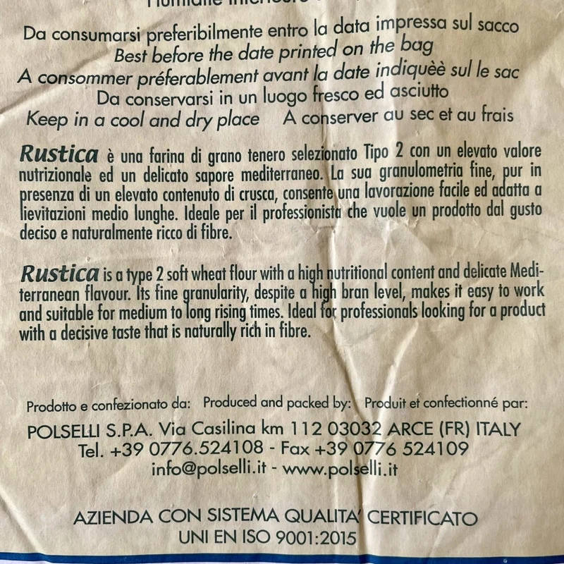 Italienisches Weizenmehl Tipo 2 - Polselli Rustica pro Kg