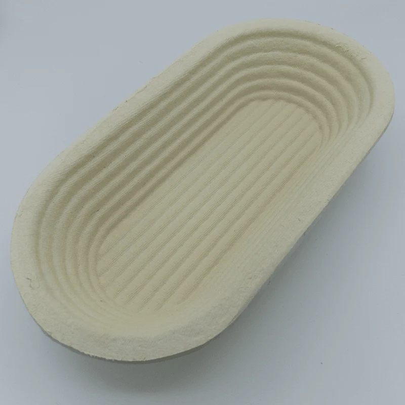 Gärkorb (Brotform, Simperl) Oval länglich aus Holzschliff, Rillenmuster, 1 Kg, 30 x 13 cm